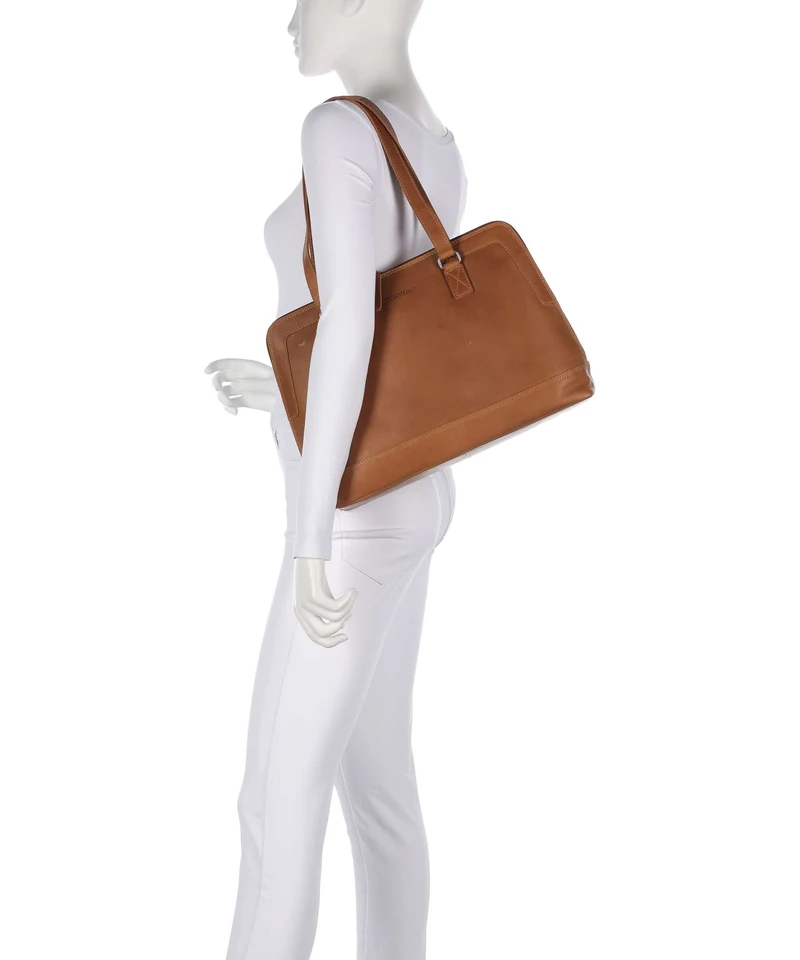 The Chesterfield Brand Wax Pull Up Cow Elvar Schultertasche cognac