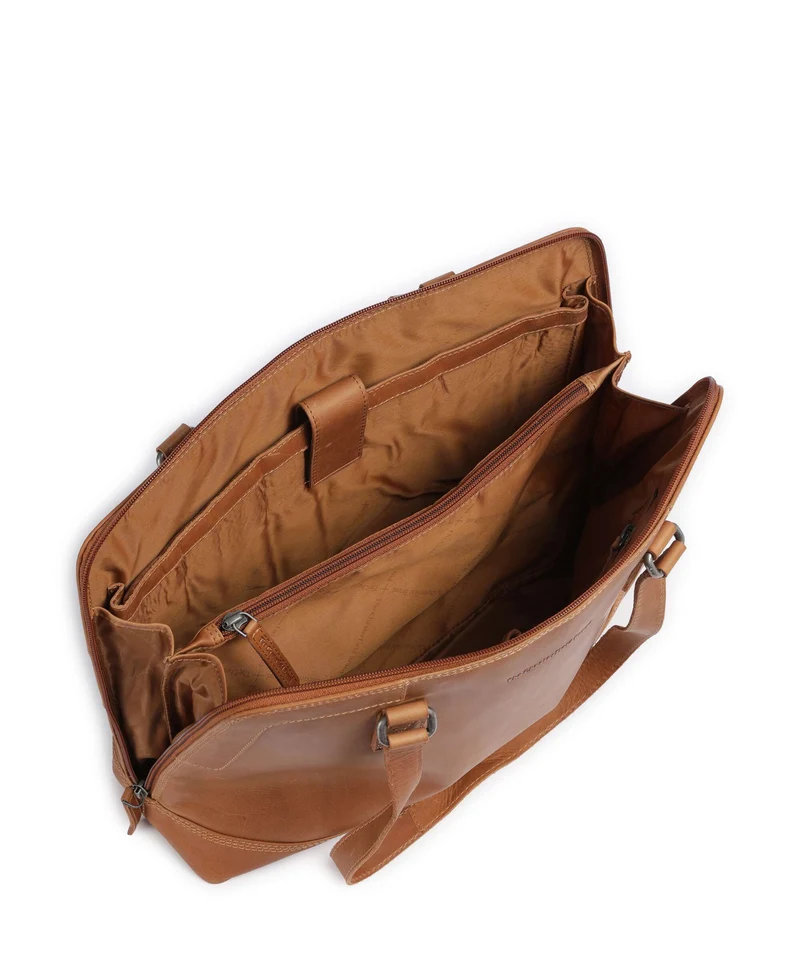 The Chesterfield Brand Wax Pull Up Cow Elvar Schultertasche cognac