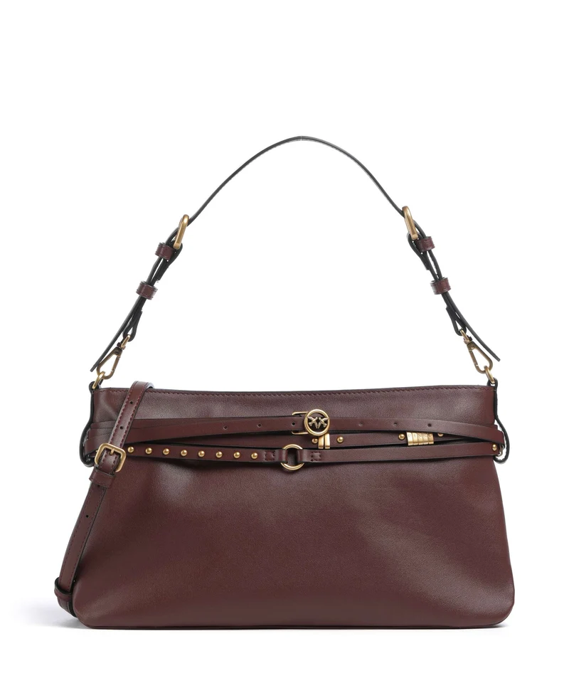 Pinko Belt Classic Schultertasche burgundy wine/antique gold