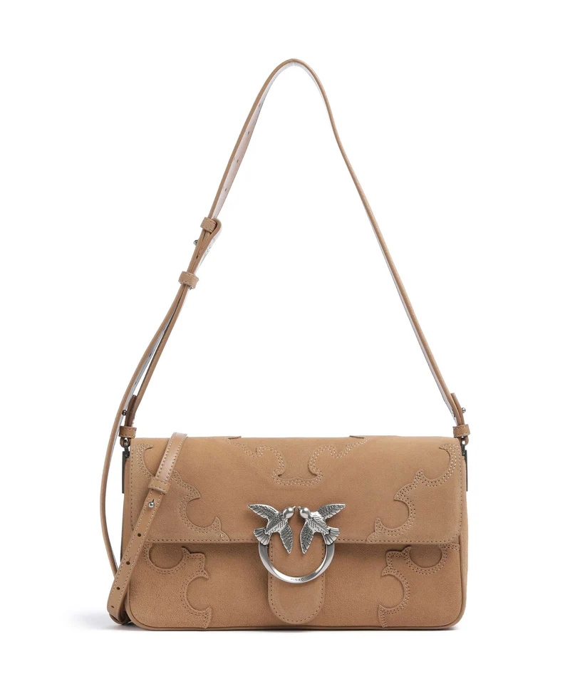 Pinko Love One Classic Slouchy Schultertasche beige/scoiattolo/old silver