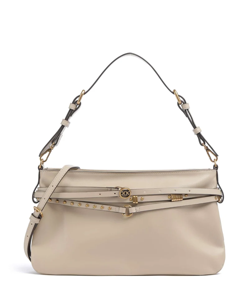 Pinko Belt Classic Schultertasche beige/grigio fumo/antique gold