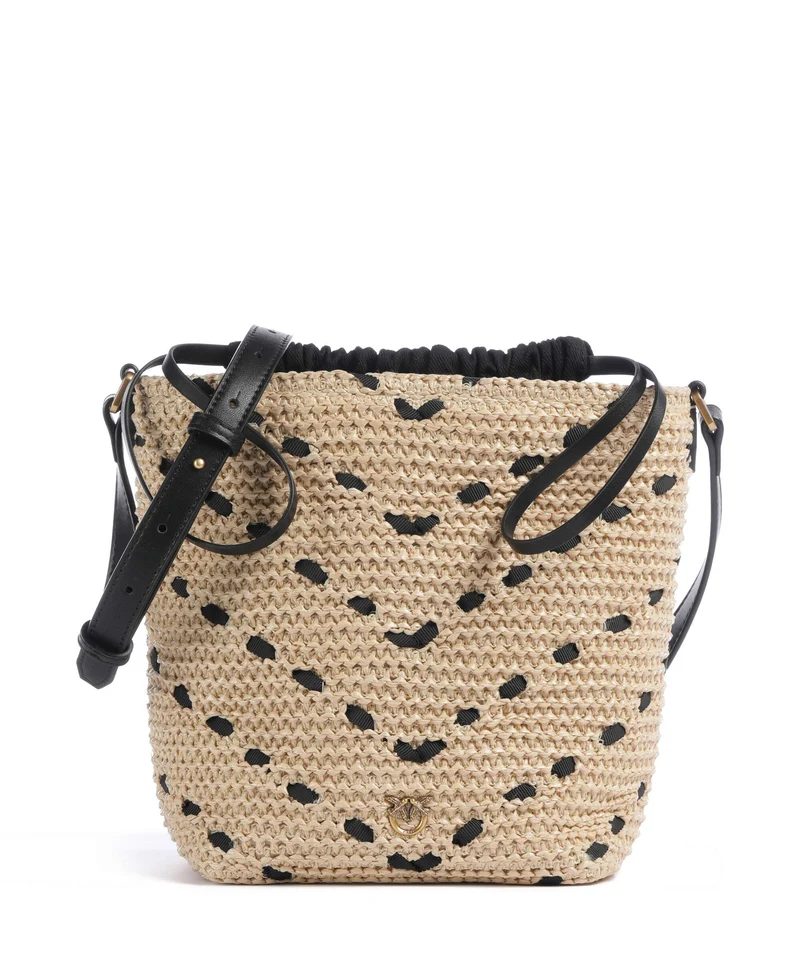 Pinko Bucket Handtasche paglia/nero/antique gold