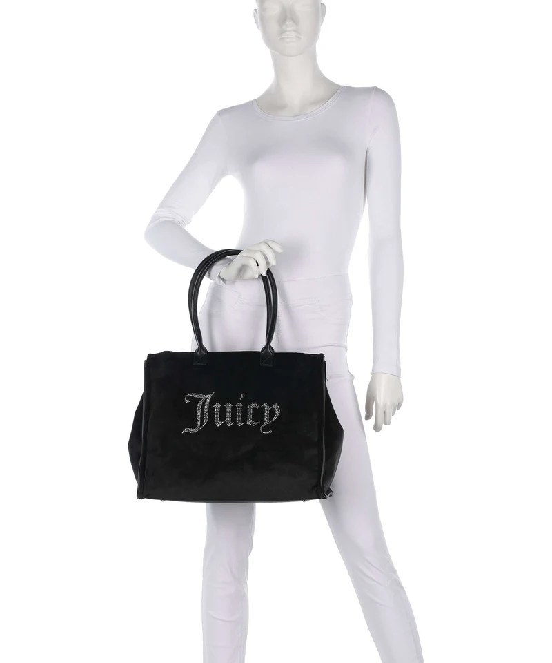 Juicy Couture Iris Velvet Rhinestones L Shopper black