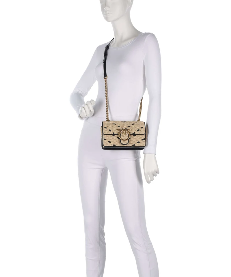 Pinko Love One Mini Umhängetasche paglia/nero/antique gold