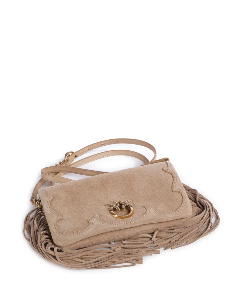 Pinko Love Click Soft Horizontal Mini Umhängetasche beige/scoiattolo/antique gold