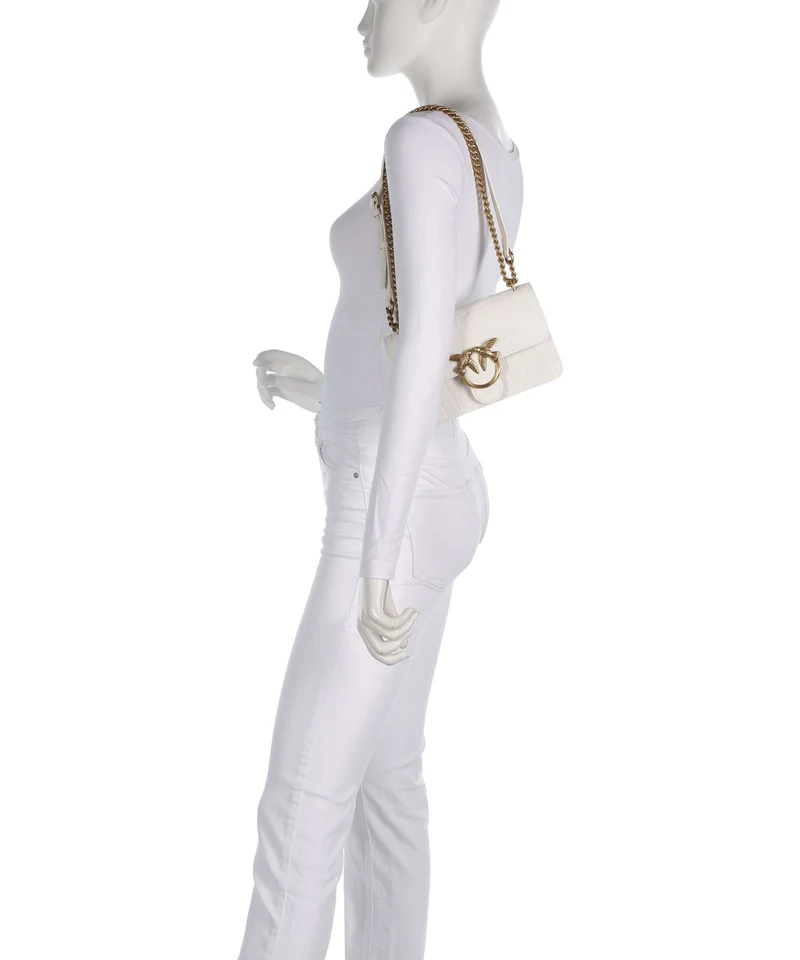 Pinko Love One Mini Schultertasche bianco nembo/antique gold