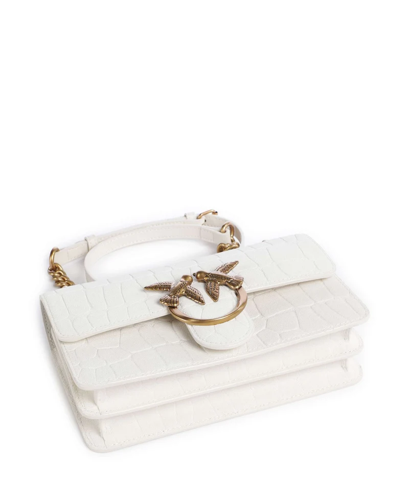 Pinko Love One Mini Schultertasche bianco nembo/antique gold