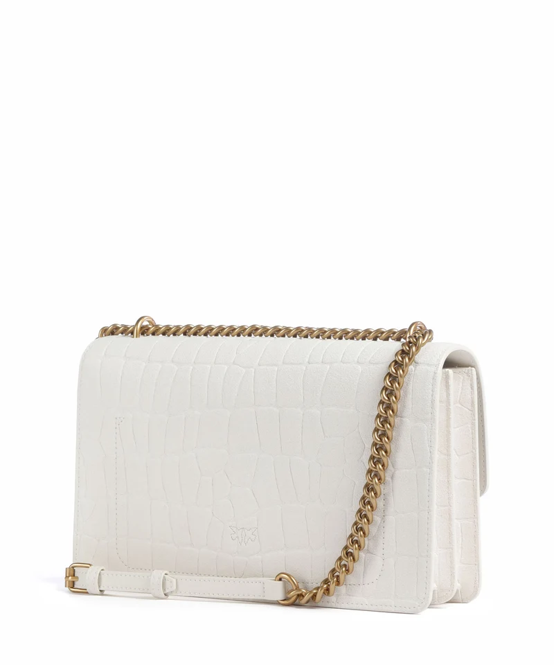 Pinko Love One Classic Schultertasche bianco nembo/antique gold