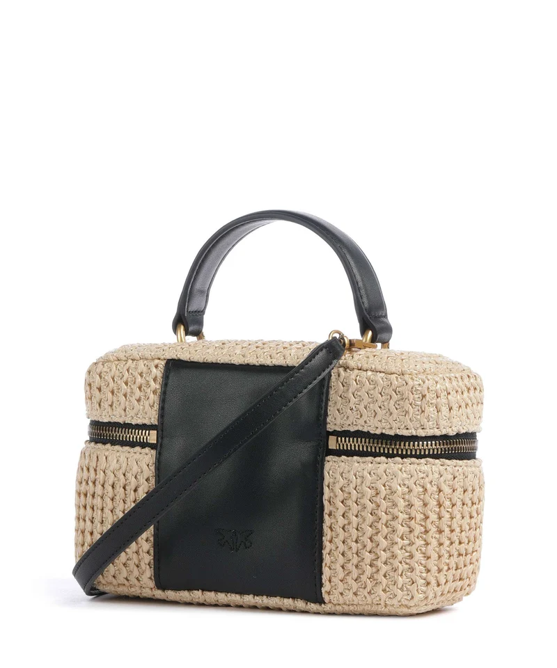 Pinko Vanity Soft Mini Umhängetasche rafia/nero/antique gold