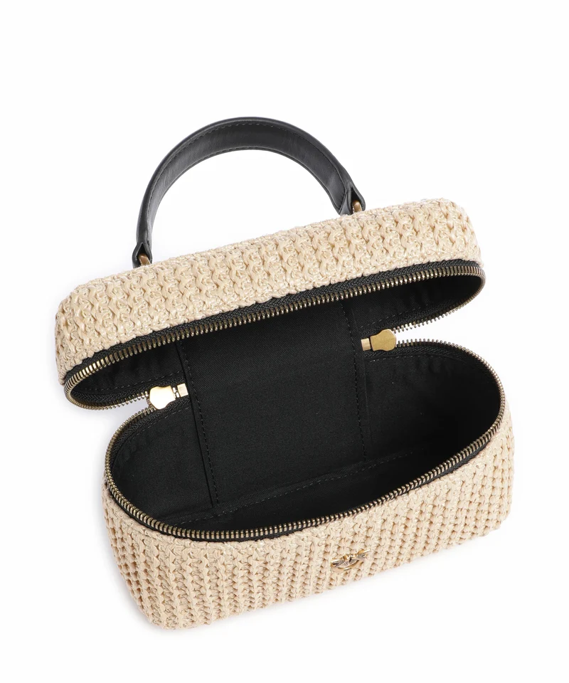 Pinko Vanity Soft Mini Umhängetasche rafia/nero/antique gold