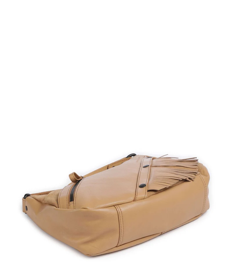 Spikes & Sparrow Suede Mix Jadeline Schultertasche camel