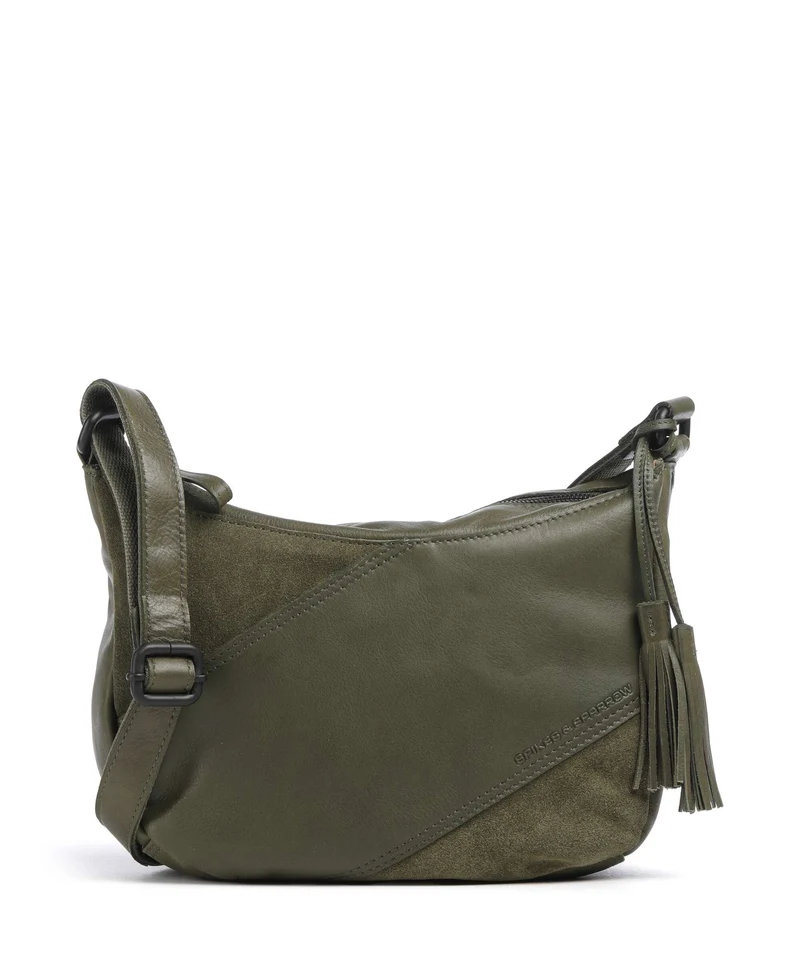 Spikes & Sparrow Suede Mix Lorain Umhängetasche green