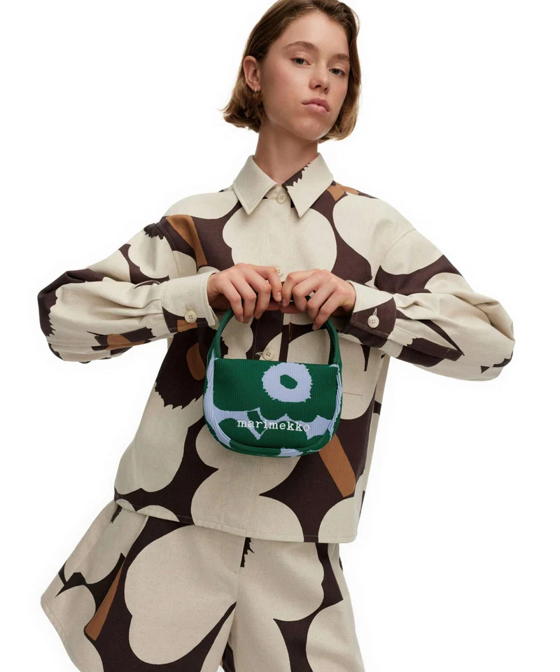 Marimekko Knitted Unikko Handtasche dark green/blue