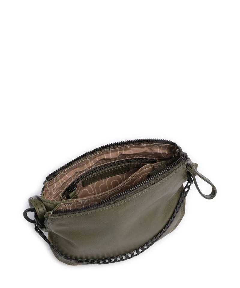 Spikes & Sparrow Suede Mix Delaine Umhängetasche green
