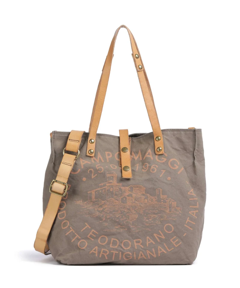 Campomaggi Shopper verde militare/naturale/albicocca