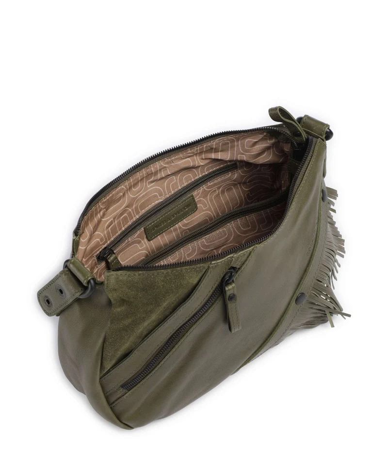 Spikes & Sparrow Suede Mix Jadeline Schultertasche green