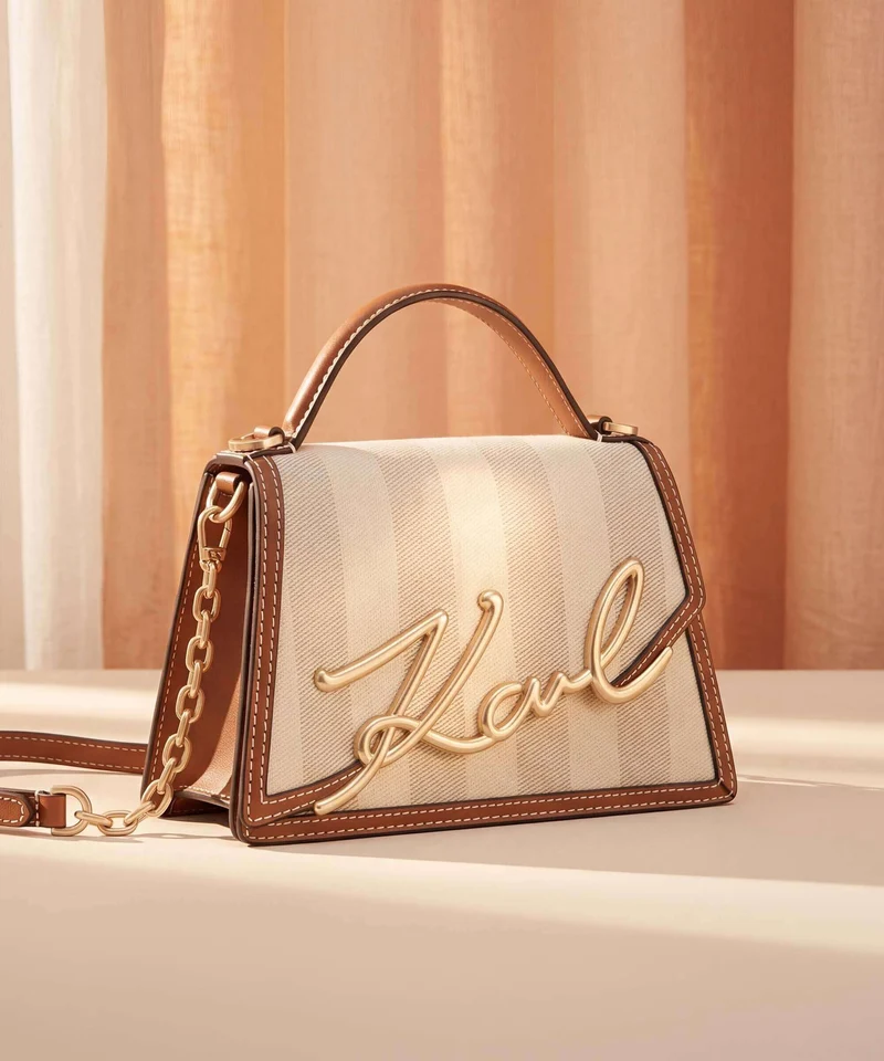 Karl Lagerfeld K/Signature 2.0 Medium Handtasche natural canvas/tan