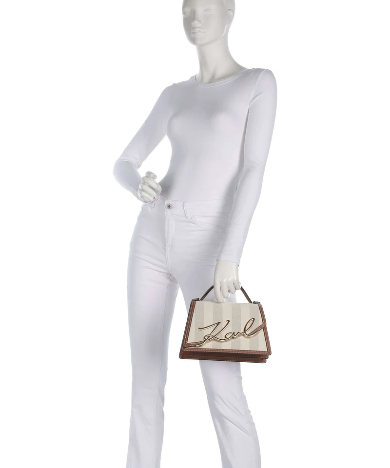 Karl Lagerfeld K/Signature 2.0 Medium Handtasche natural canvas/tan
