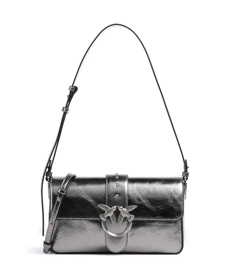 Pinko Love One Classic Slouchy Schultertasche antracite/old silver