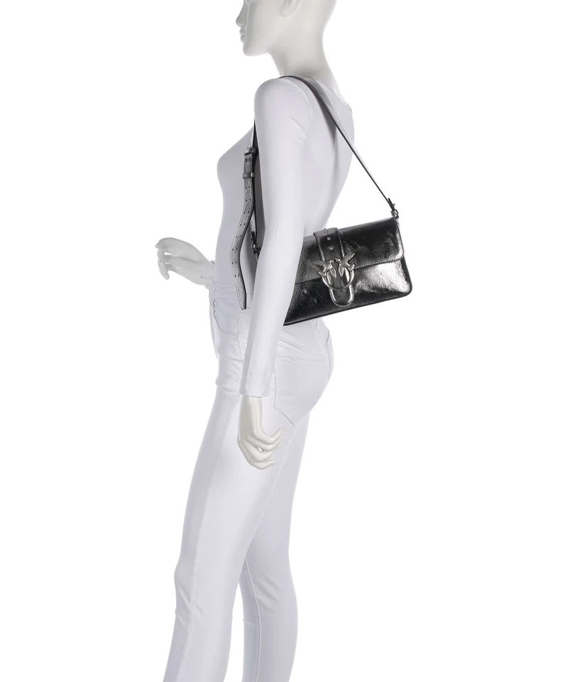 Pinko Love One Classic Slouchy Schultertasche antracite/old silver