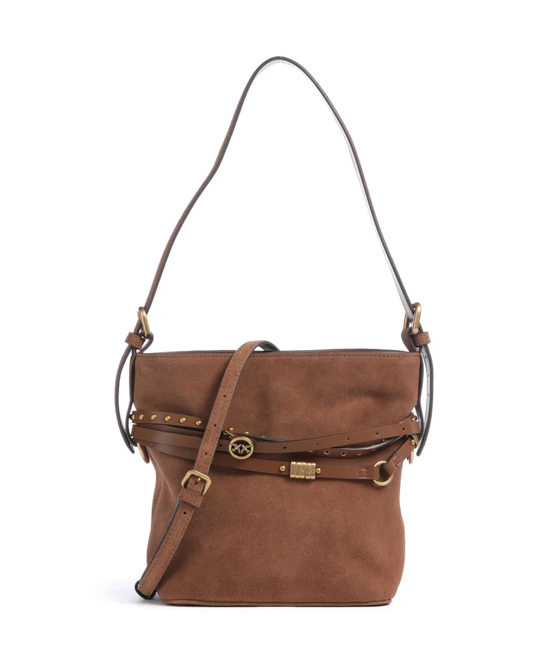 Pinko Belt Mini Bucket Handtasche marrone/leone/antique gold