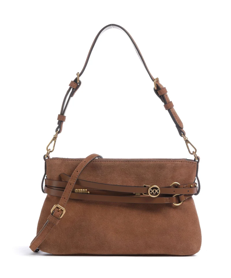 Pinko Belt Mini Schultertasche marrone/leone/antique gold