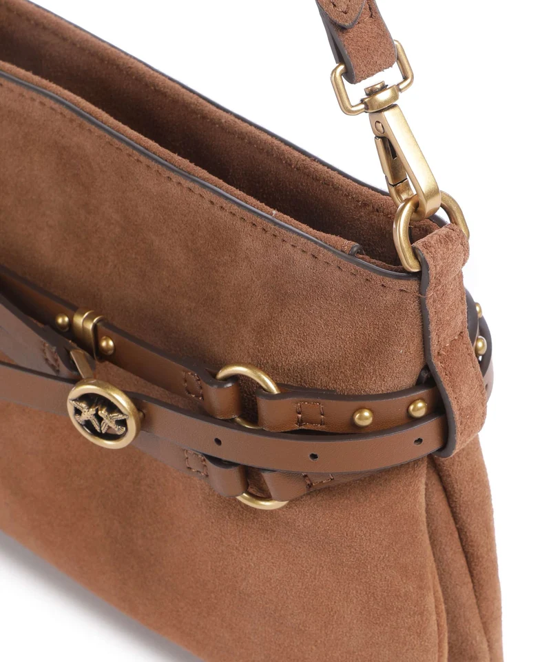 Pinko Belt Mini Schultertasche marrone/leone/antique gold