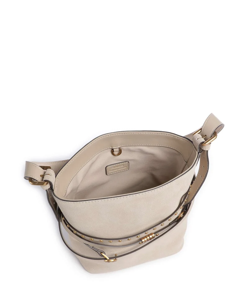 Pinko Belt Mini Bucket Handtasche beige/grigio fumo/antique gold