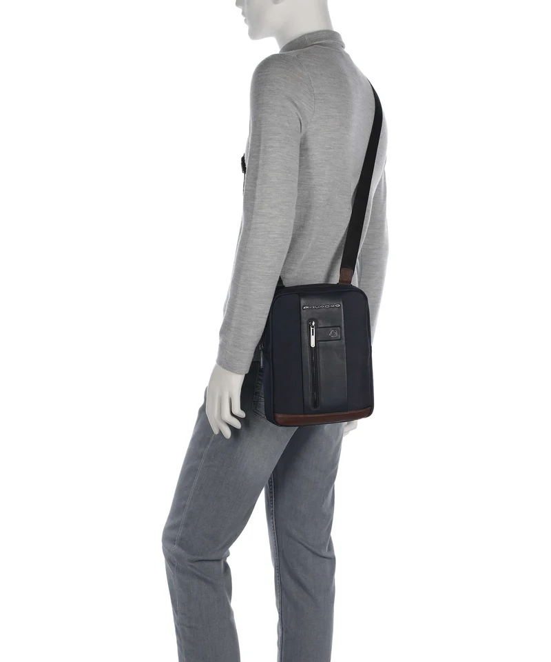 Piquadro Brief 2 Umhängetasche blue/cognac