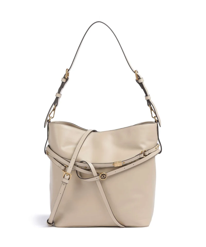 Pinko Belt Classic Bucket Handtasche beige/grigio fumo/antique gold