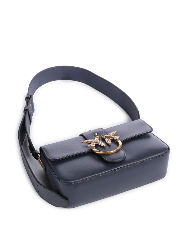 Pinko Love One Mini Slouchy Schultertasche blu indaco ombroso/antique gold