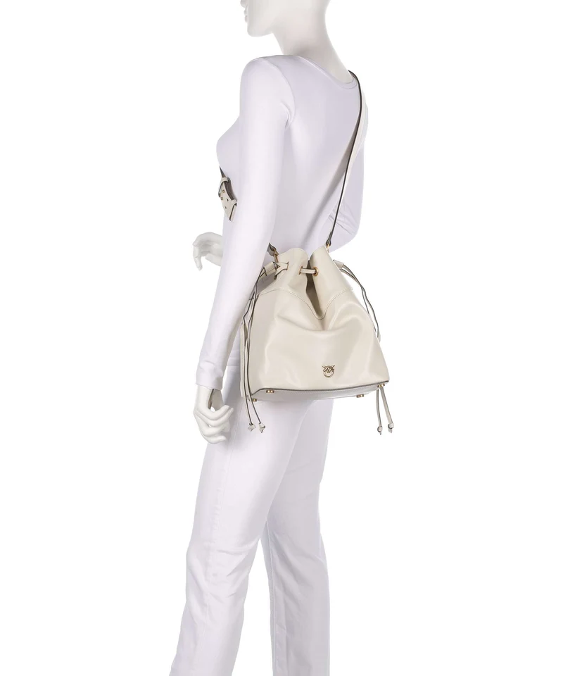 Pinko Secchiello Classic Bucket Handtasche bianco seta/antique gold