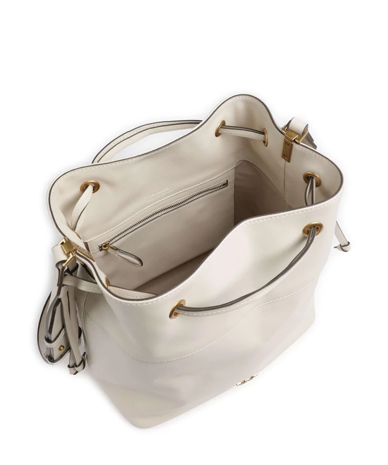 Pinko Secchiello Classic Bucket Handtasche bianco seta/antique gold