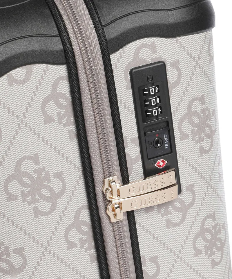 Guess Berta 4G Logo 4-Rollen Trolley dark taupe logo
