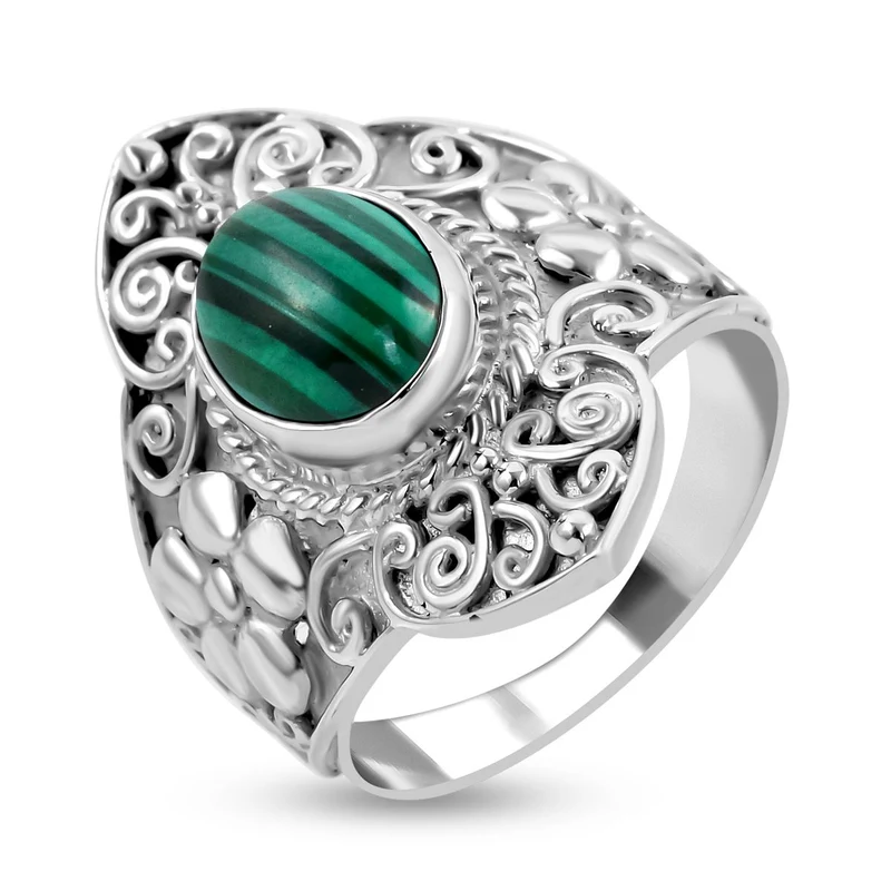 Royal Bali - Malachit Ring 925 Silber ca. 2,00 ct