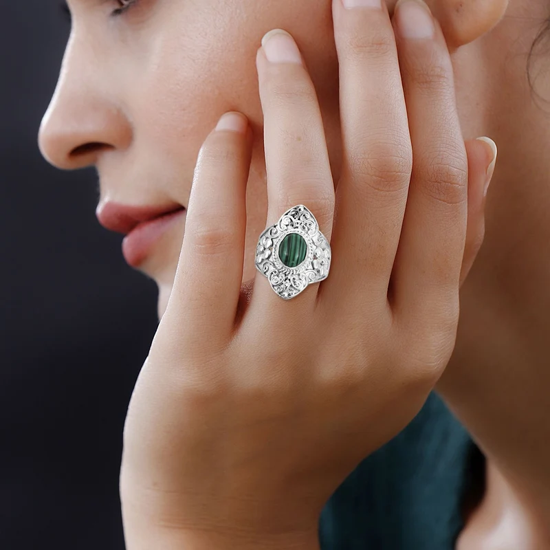 Royal Bali - Malachit Ring 925 Silber ca. 2,00 ct
