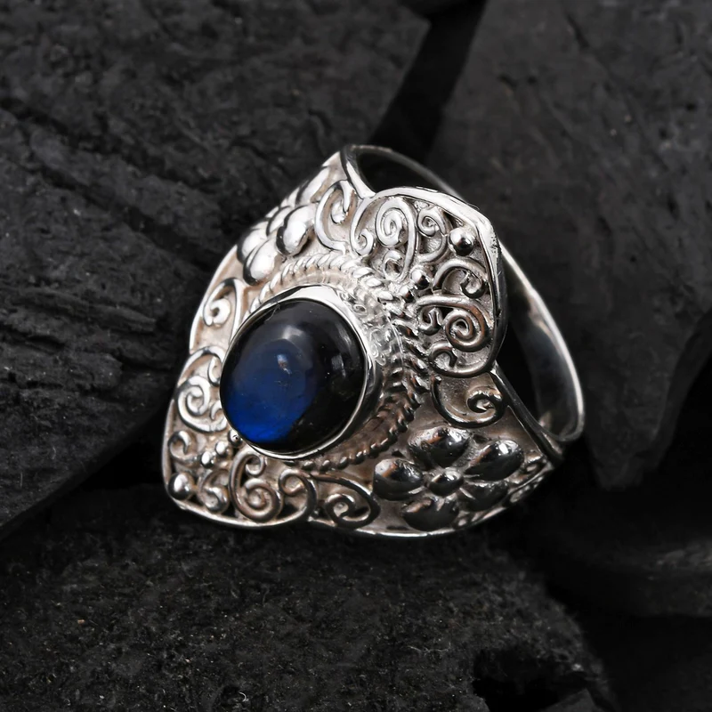 Labradorit Ring 925 Silber ca. 2.00 ct
