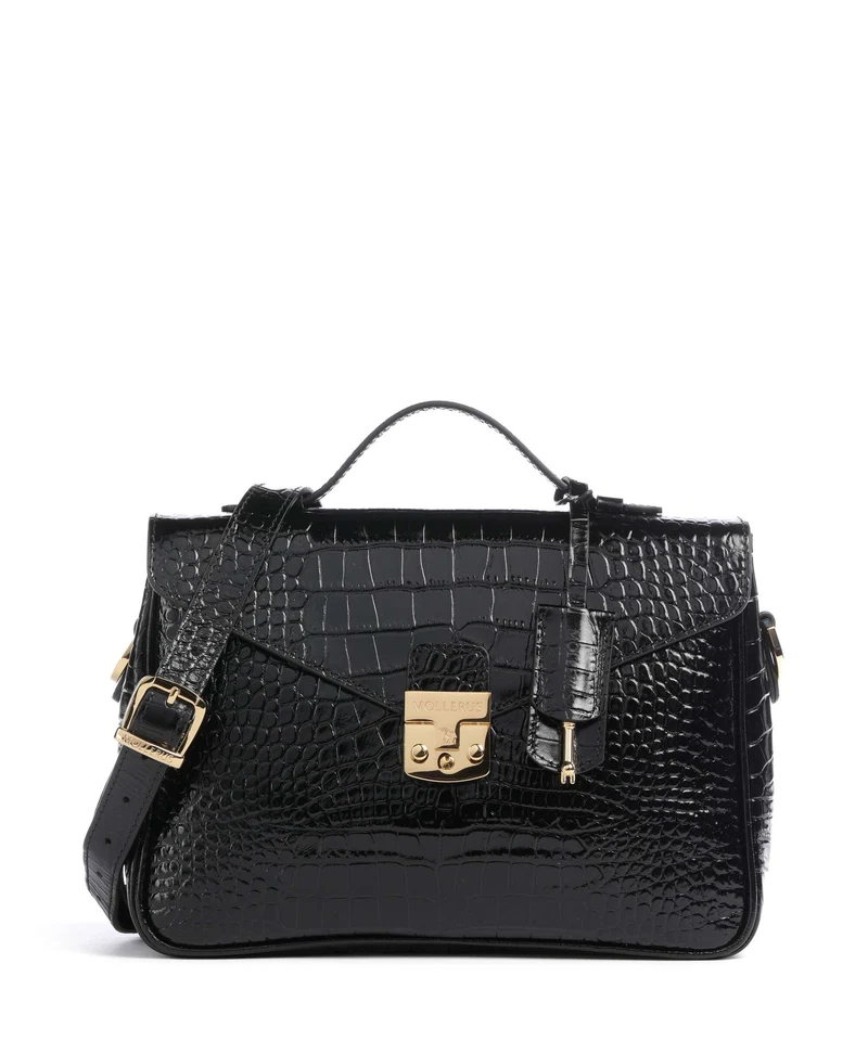 Maison Mollerus Croco Marly Umhängetasche classic schwarz
