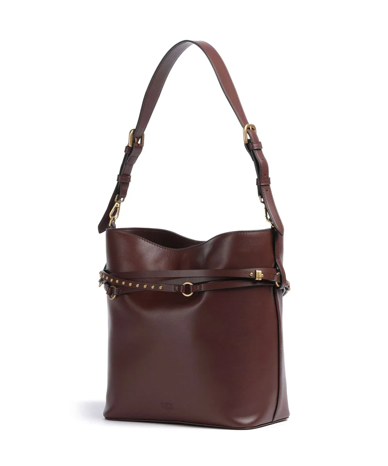 Pinko Belt Classic Bucket Handtasche burgundy wine/antique gold