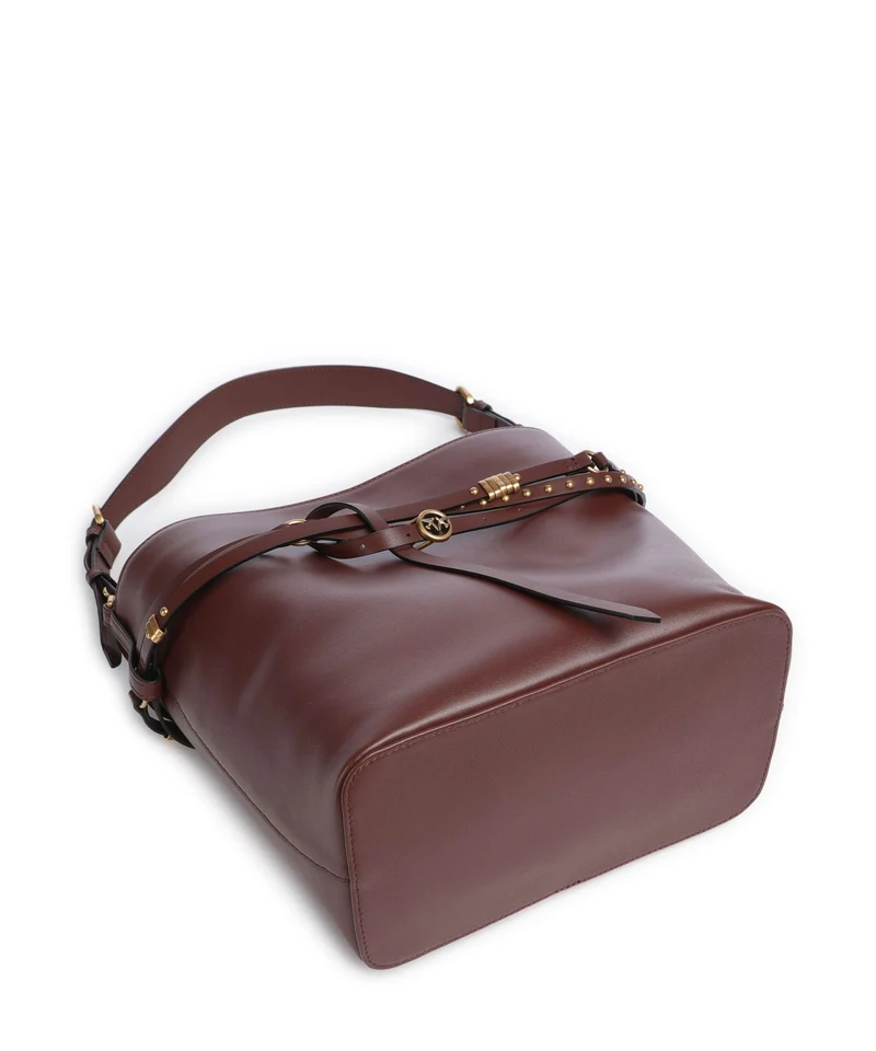 Pinko Belt Classic Bucket Handtasche burgundy wine/antique gold
