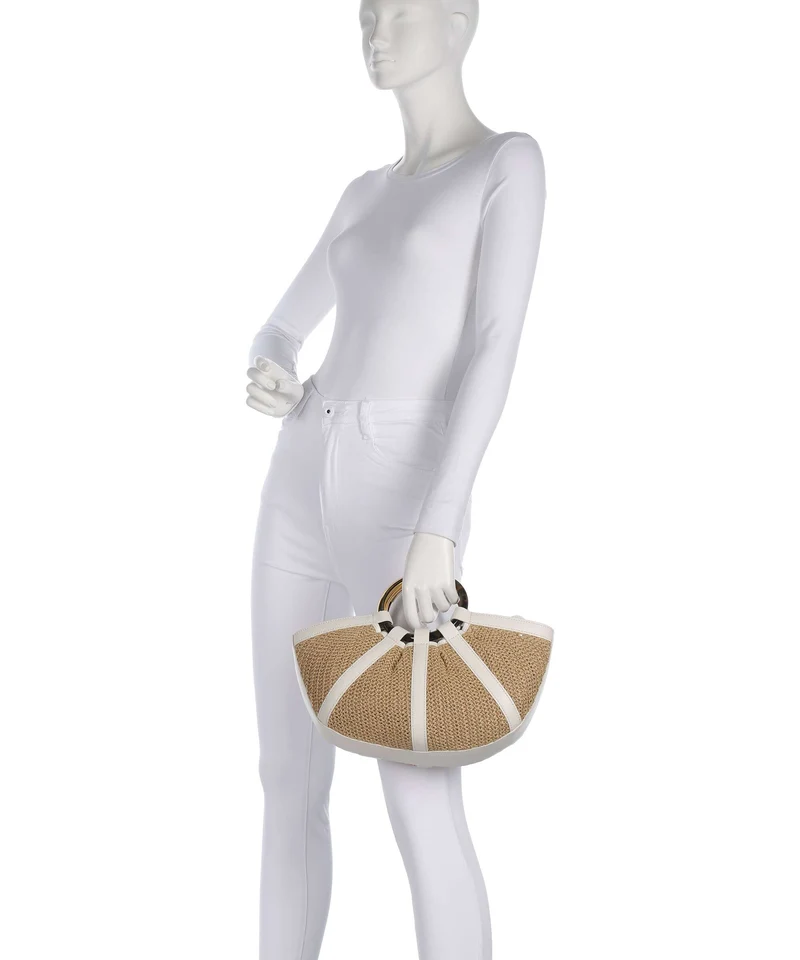Coccinelle Shell Straw Handtasche natural/pearl
