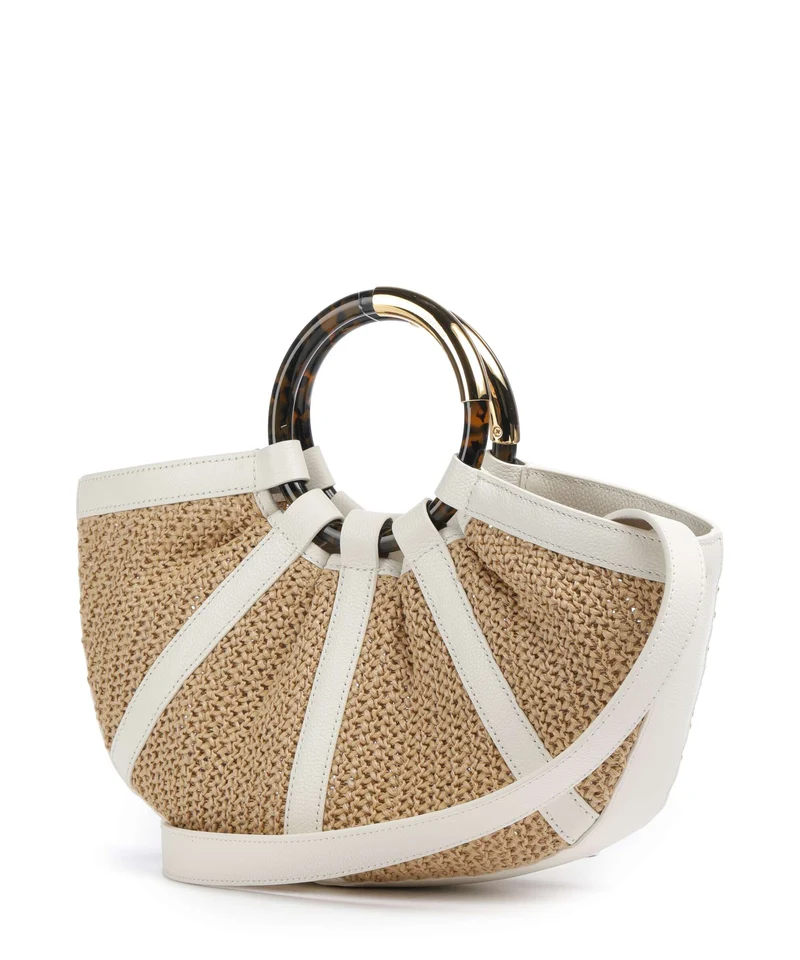 Coccinelle Shell Straw Handtasche natural/pearl