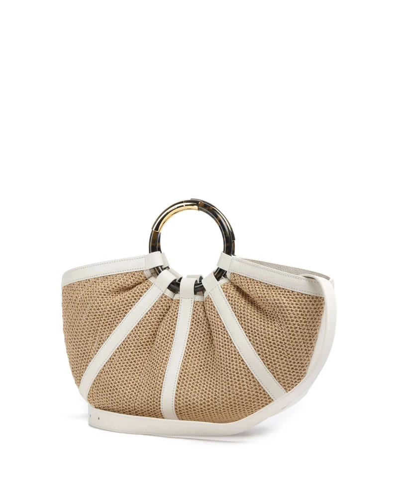 Coccinelle Shell Straw Handtasche natural/pearl