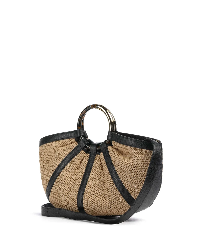 Coccinelle Shell Straw Handtasche natural/noir
