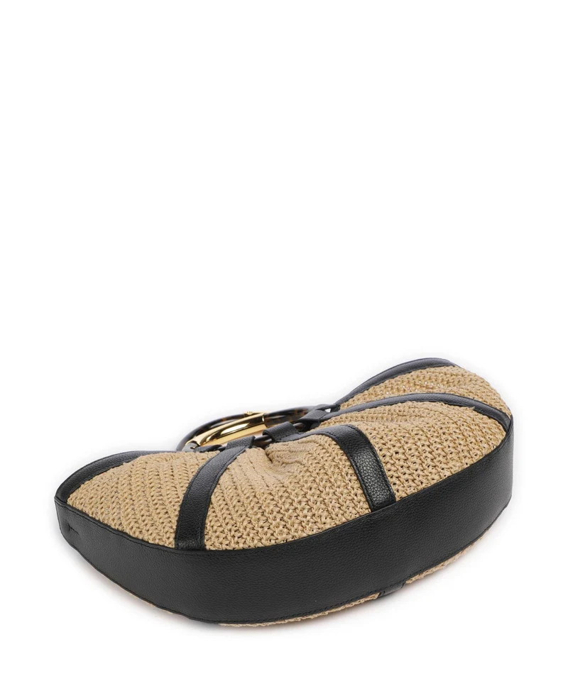Coccinelle Shell Straw Handtasche natural/noir