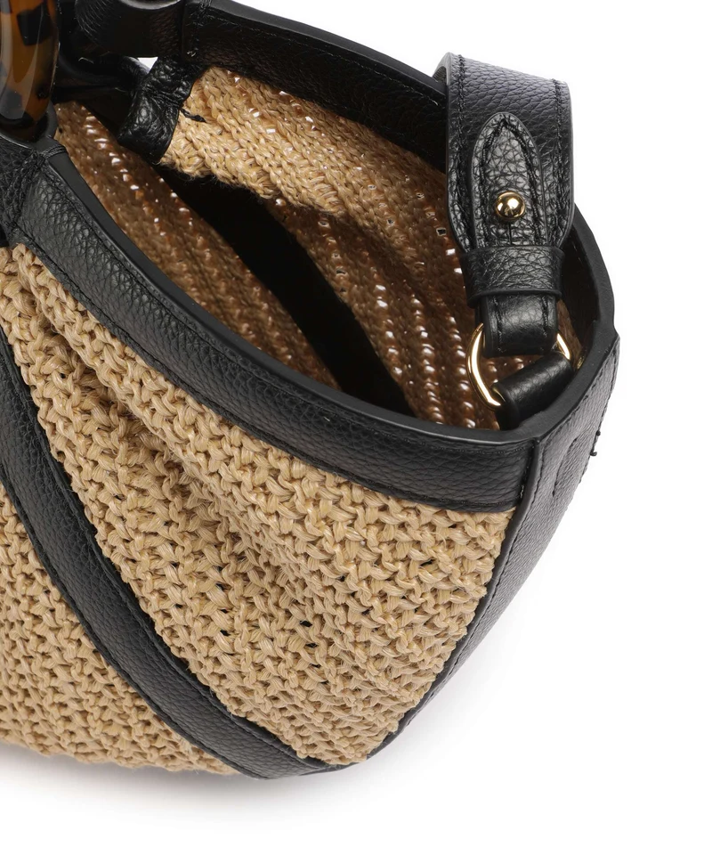 Coccinelle Shell Straw Handtasche natural/noir