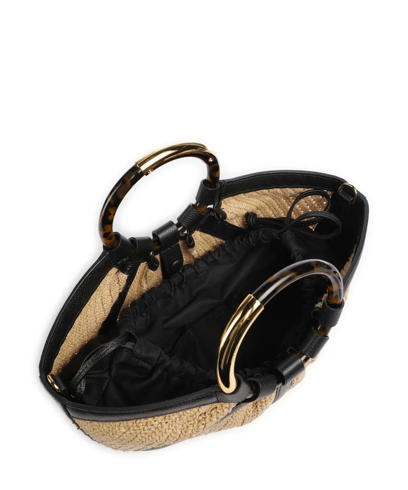 Coccinelle Shell Straw Handtasche natural/noir
