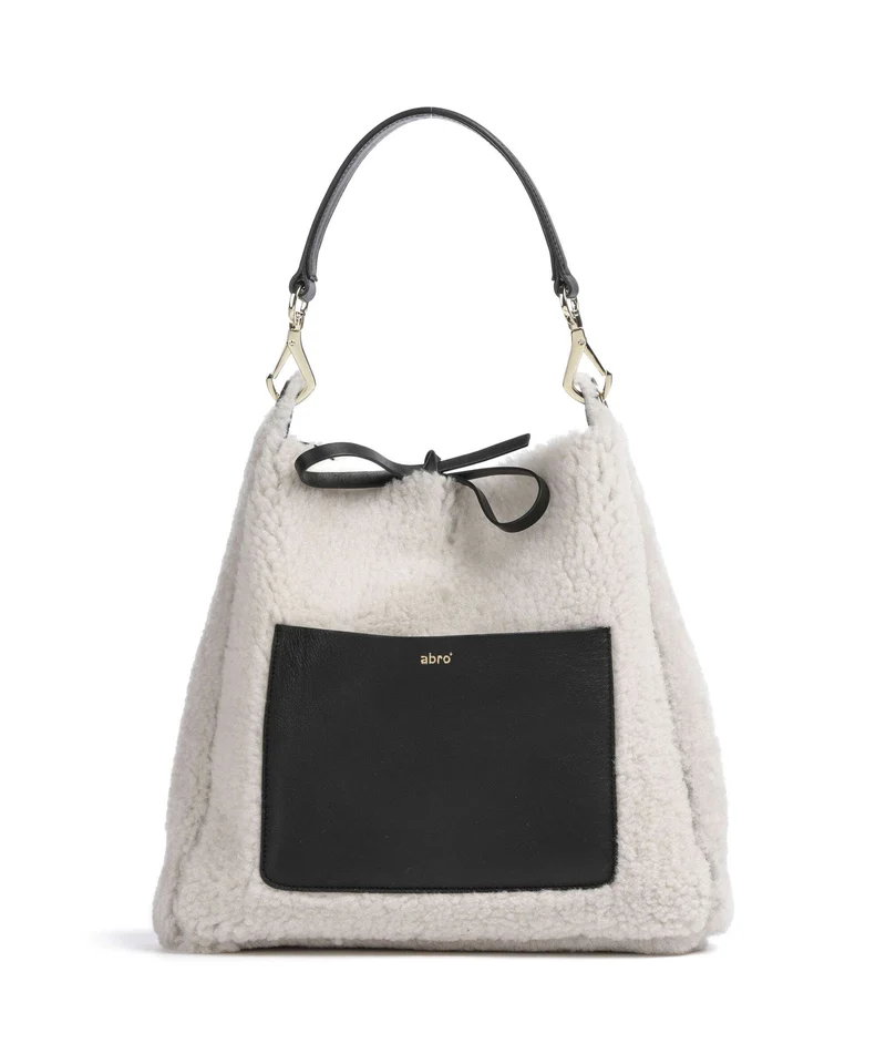 Abro Shearling Raquel Beuteltasche black/white