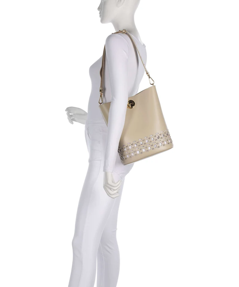 Coccinelle Nikla Monogram Sangallo Bucket Handtasche sandshell