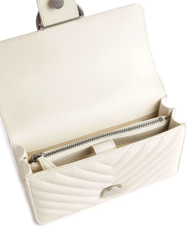 Pinko Love One Mini Schultertasche bianco seta/old silver